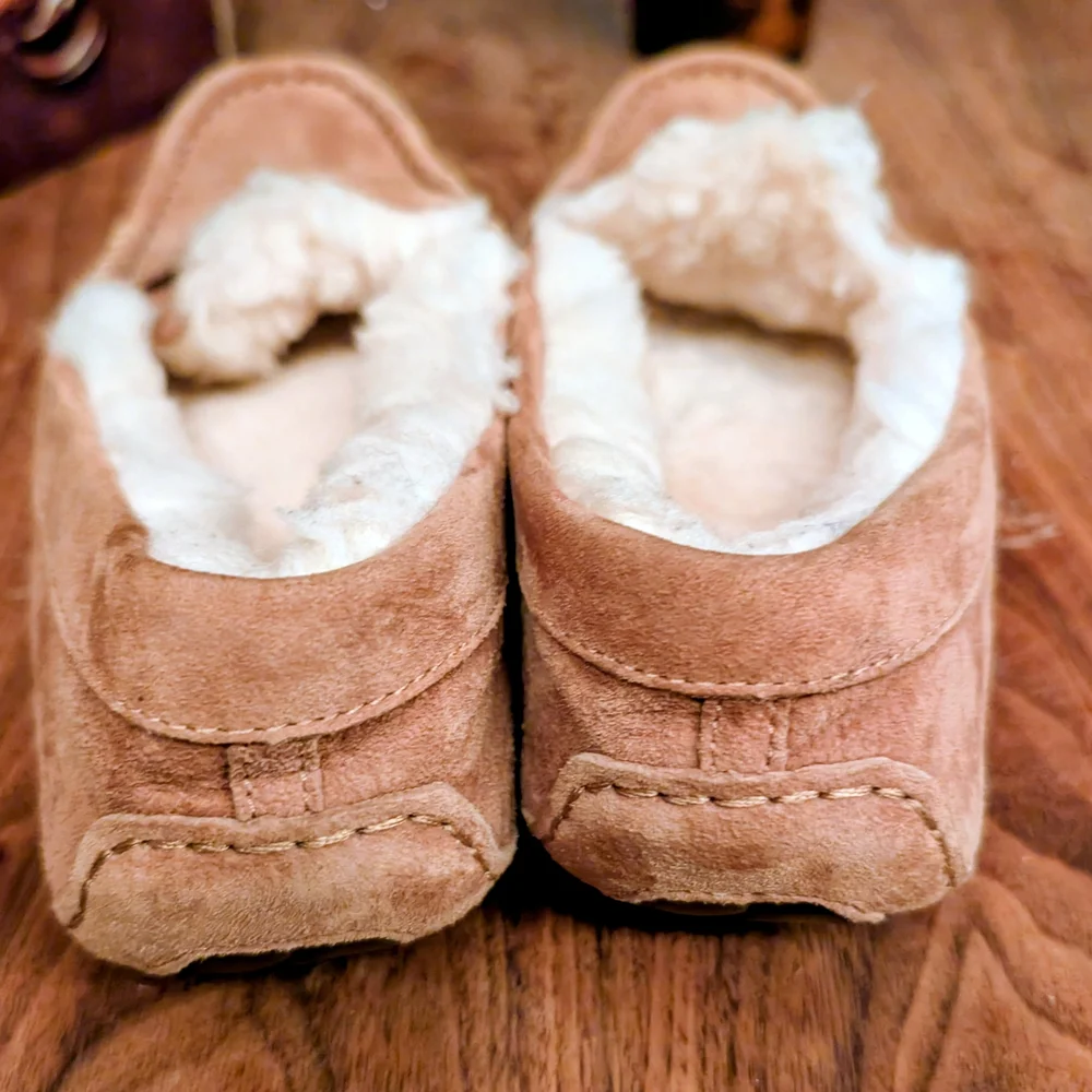 UGG Chestnut Shearling-Lined Moccasin Slippers